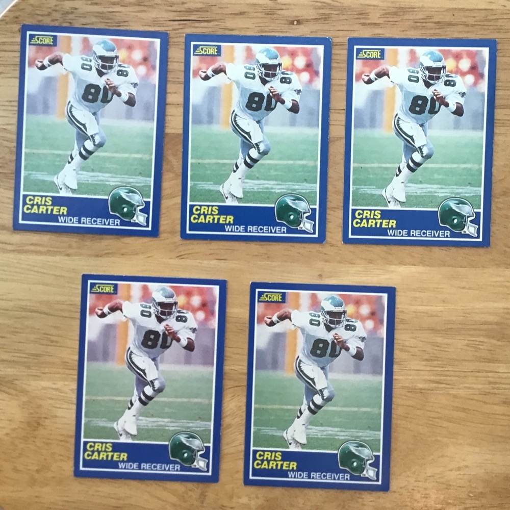 5 Vintage Chris Carter Score Football Cards 75